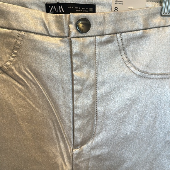 Zara Silver Mid-Rise Legging Small NWT - Picture 2 of 9